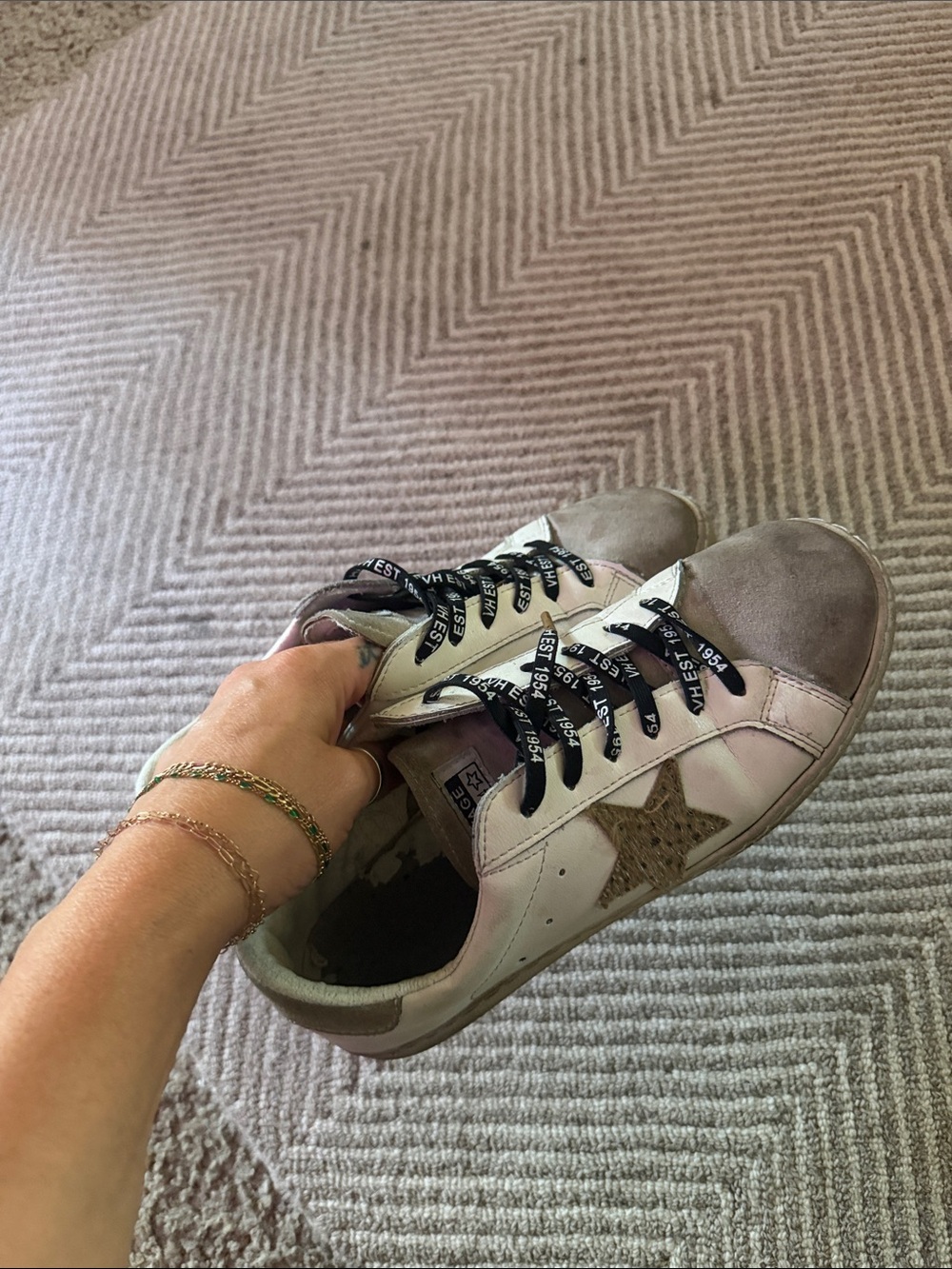 Vintage Havana White and Taupe well worn Women's Sneakers - Picture 7 of 7